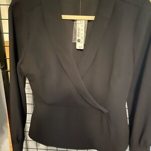 J. Crew Black Wrap Top